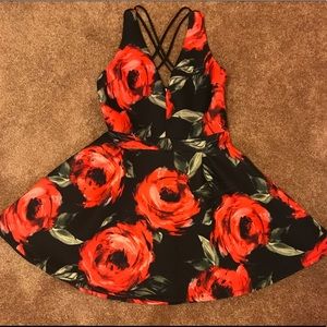 Charlotte Russe rose print skater dress